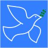 Line drawing of a dove with an olive branch